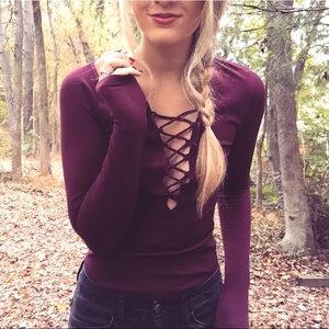 Free People lace up long sleeve